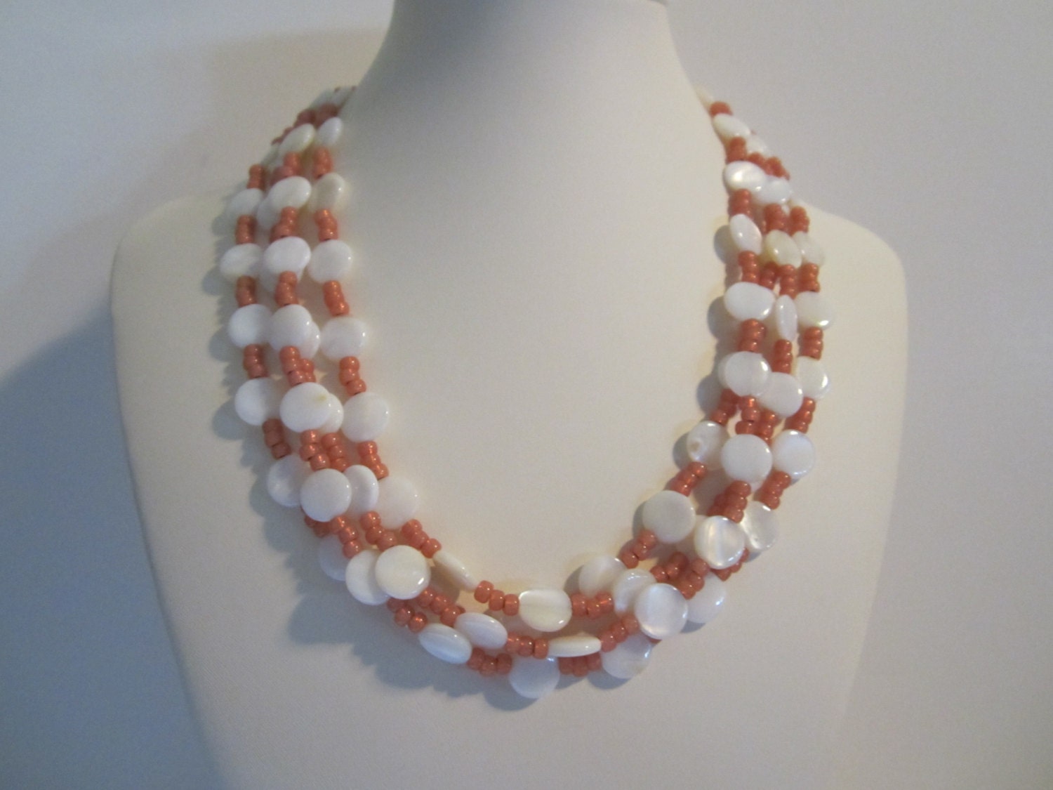 White Mother of Pearl Necklace With Four Strands Fall - Etsy