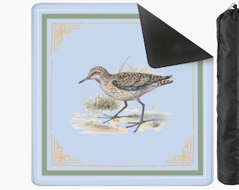 Sandpiper Watercolor Mahjong Mat, Sea Shore Bird Mahj Game Surface, Coastal Table Board, Non-Slip Noise Reduction Beach Mah Jong, Ships Roll