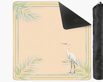 Palm Beach Mahjong Mat, Coastal Glam Mahjong Mat, Egret Palm Leaf Mahjong Table Mat, Preppy Mahjong Gift, American Mahjong Accessories
