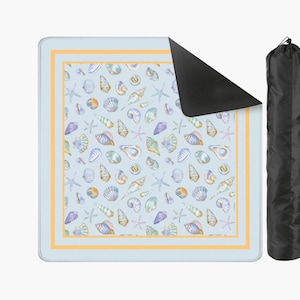 Coastal Seashell Mahjong Mat, Beach Mahjong Table Mat, American Mahjong Game Mat, Ocean Shells Decor, Mahjong Gift for Her Bild 1
