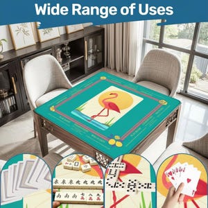 Flamingo Mahjong Mat, Retro Coastal Mahj, Sun and Lemon Tiles, American Summer Game, Poolside Mahjong Mat, Gift for Mahjong Player Hostess image 6