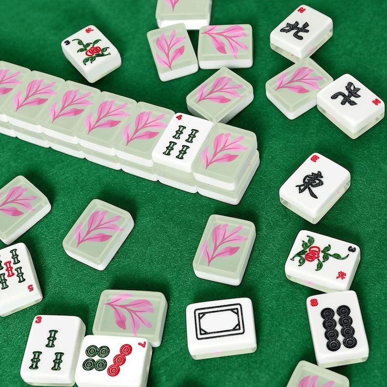 Garden Party Mahjong Tiles, Botanical American Mahjong Set, Elegant Floral Acrylic Tiles, 166 Piece Mahjong Set, Mahjong Gift for Women image 5