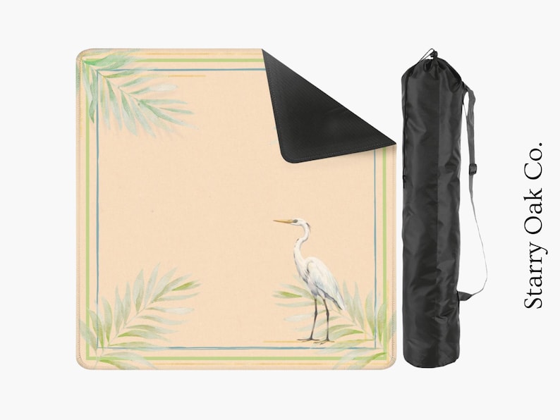 Palm Beach Mahjong Mat, Coastal Glam Mahjong Mat, Egret Palm Leaf Mahjong Table Mat, Preppy Mahjong Gift, American Mahjong Accessories image 1