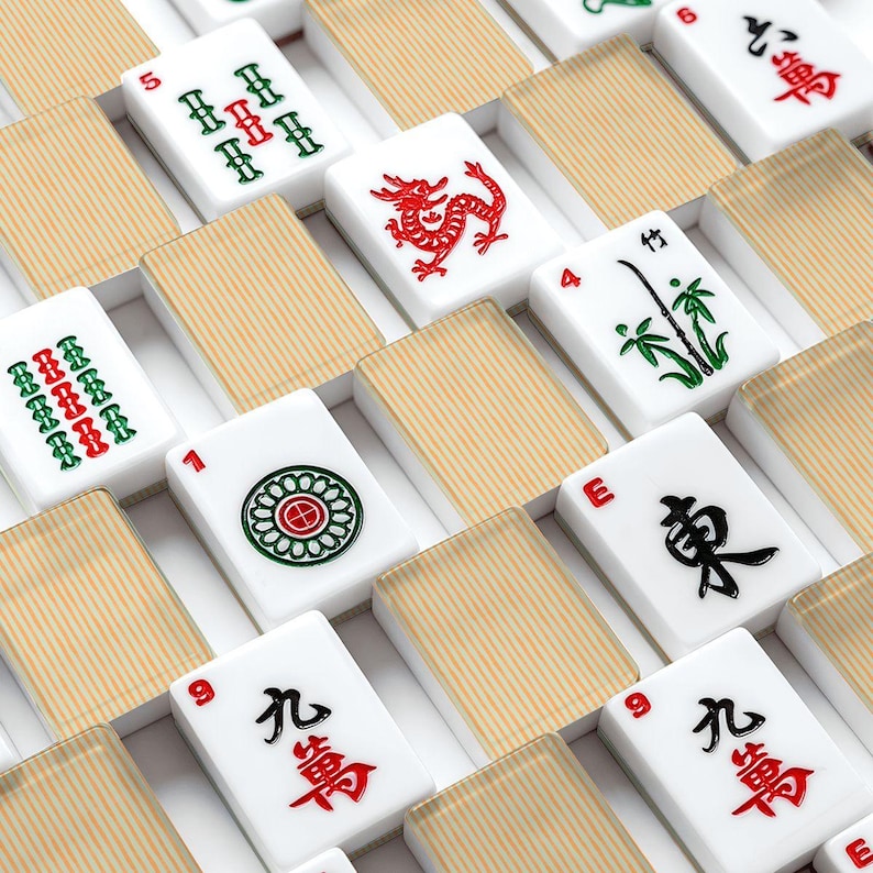 Orange Mahjong Tile Set, Premium Acrylic Mahjong Tiles, American Mah Jongg Accessories image 1