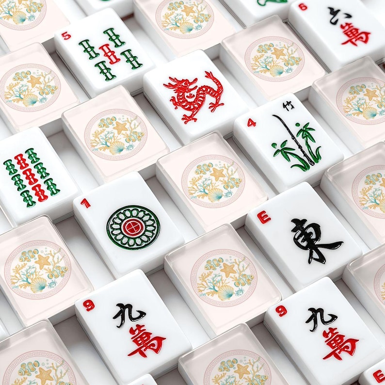 Coastal Coral Collection Mahjong Tile Set 166 Pieces, Acrylic American Mahjong Tiles with Blanks and Jokers, Elegant Beach Vaca Mah Jongg image 1