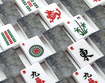 Granite Mahjong Tiles, Ancestral Luxury Mahjong Set, Elegant Mahjong Accessories, Designer Styled Game Night Decor