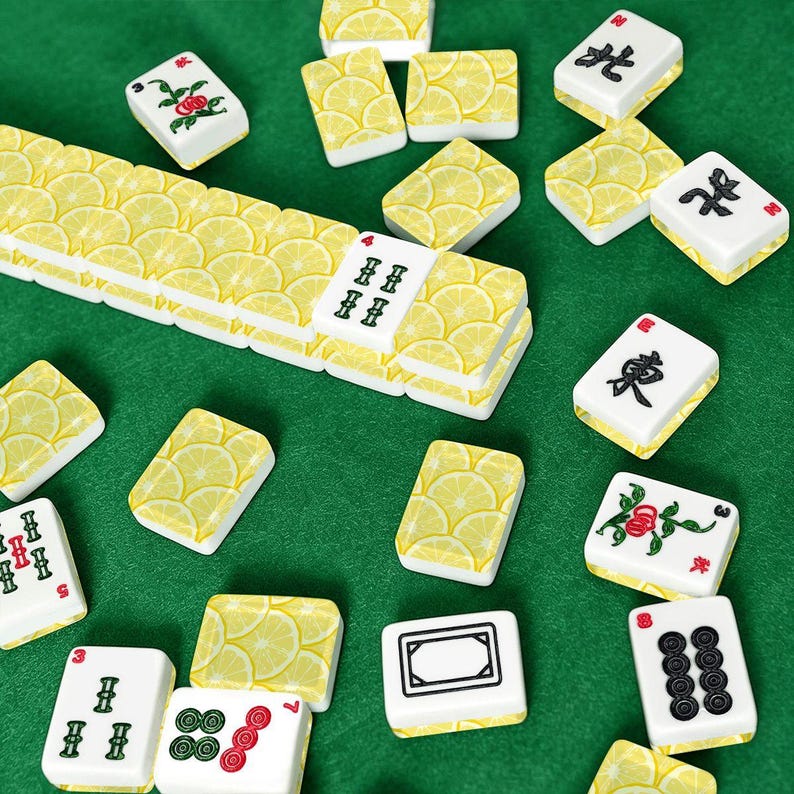 Lemonade Mahjong Tiles, Lemon Love Mahj set, Luxury Mahjong Accessories, American Summer Mah Jongg Hostess Vacation Gaming, Citrus Fresh imagem 4