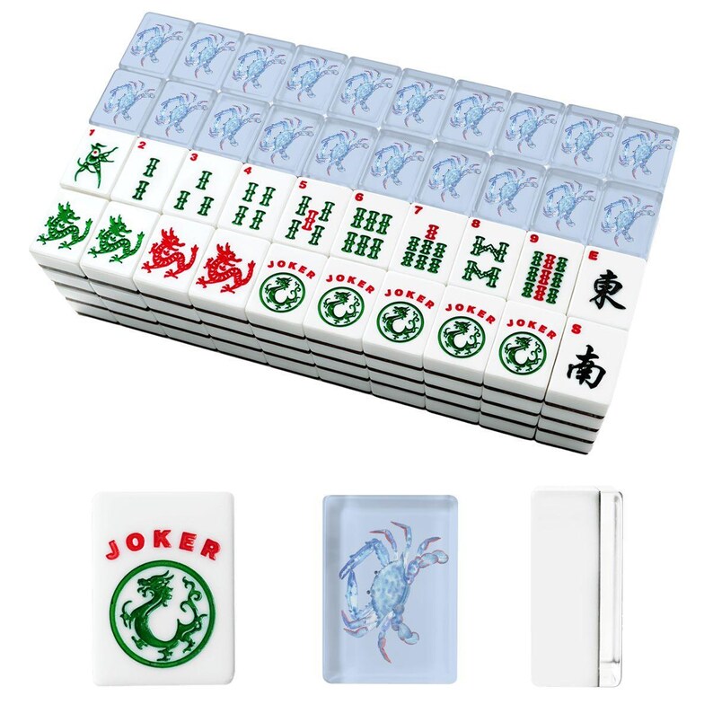 Blue Crab Mahjong Tile Set 166 Pieces, Acrylic American Mahjong Tiles Collection, Chesapeake Bay Mah Jongg, Coastal Chic, Blanks and Jokers image 7
