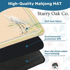 Palm Beach Mahjong Mat, Coastal Glam Mahjong Mat, Egret Palm Leaf Mahjong Table Mat, Preppy Mahjong Gift, American Mahjong Accessories image 4