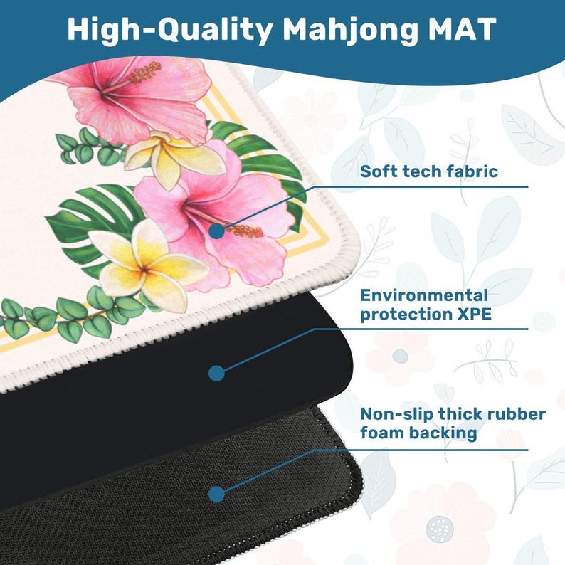 Hawaiian Mahjong Mat, Retro Coastal Mahj, Aloha Floral Tiles Match, American Summer Game, Poolside Mahjong Mat, Gift Mahjong Player Hostess image 3