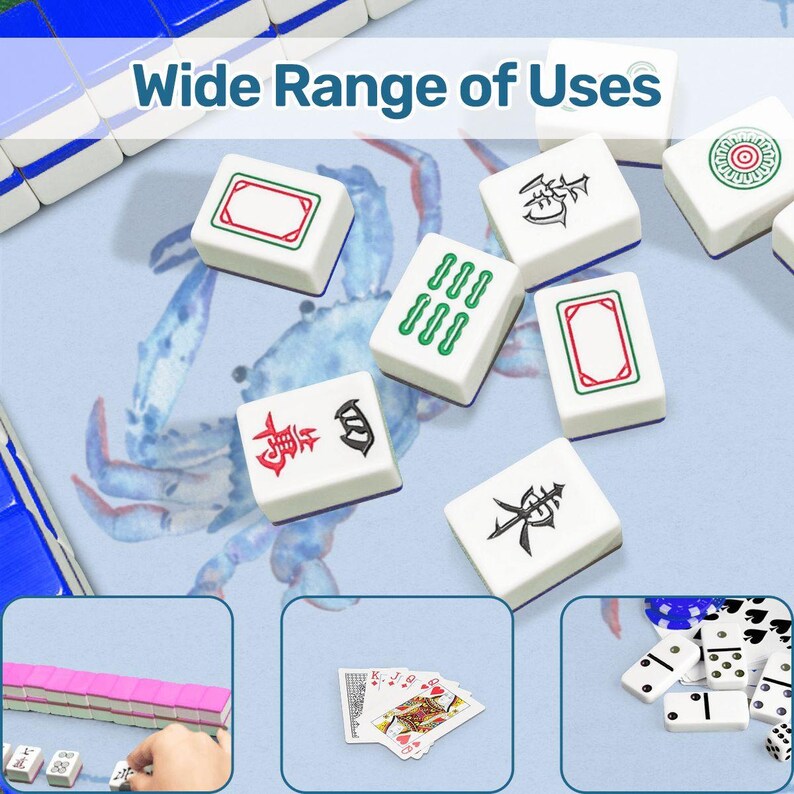 Tapete de mahjong con cangrejo azul de la bahía de Chesapeake, Mahjong costero americano, mesa de mahjong antideslizante, decoración de Mahjong de casa de playa, se envía enrollado (80 x 80 cm) imagen 3