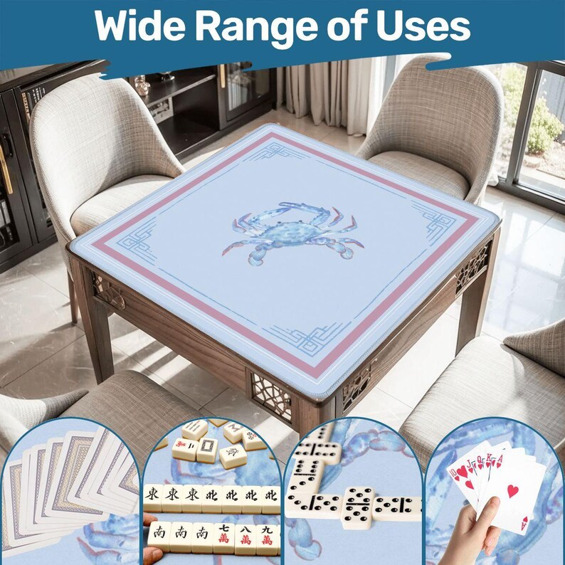 Tapete de mahjong con cangrejo azul de la bahía de Chesapeake, Mahjong costero americano, mesa de mahjong antideslizante, decoración de Mahjong de casa de playa, se envía enrollado (80 x 80 cm) imagen 7