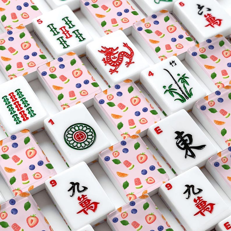 Summertime American Mah Jongg Tiles, Fruit Popsicle Designer Mahjong Set, Mahjong Lover Host Gift image 1