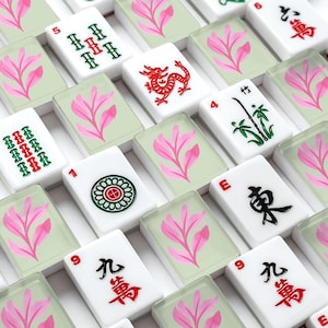 Garden Party Mahjong Tiles, Botanical American Mahjong Set, Elegant Floral Acrylic Tiles, 166 Piece Mahjong Set, Mahjong Gift for Women image 1