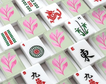 Garden Party Mahjong Tiles, Botanical American Mahjong Set, Elegant Floral Acrylic Tiles, 166 Piece Mahjong Set, Mahjong Gift for Women