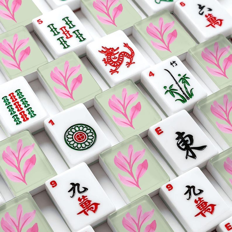 Garden Party Mahjong Tiles, Botanical American Mahjong Set, Elegant Floral Acrylic Tiles, 166 Piece Mahjong Set, Mahjong Gift for Women image 1