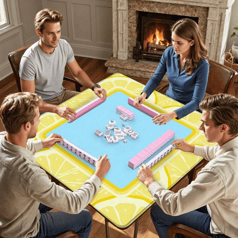 Luxury Summertime Lemon Mahjong Mat, Summer Mahjong Set, Mahj Gift for Hostess, Fresh Vacation Game Mat bild 3