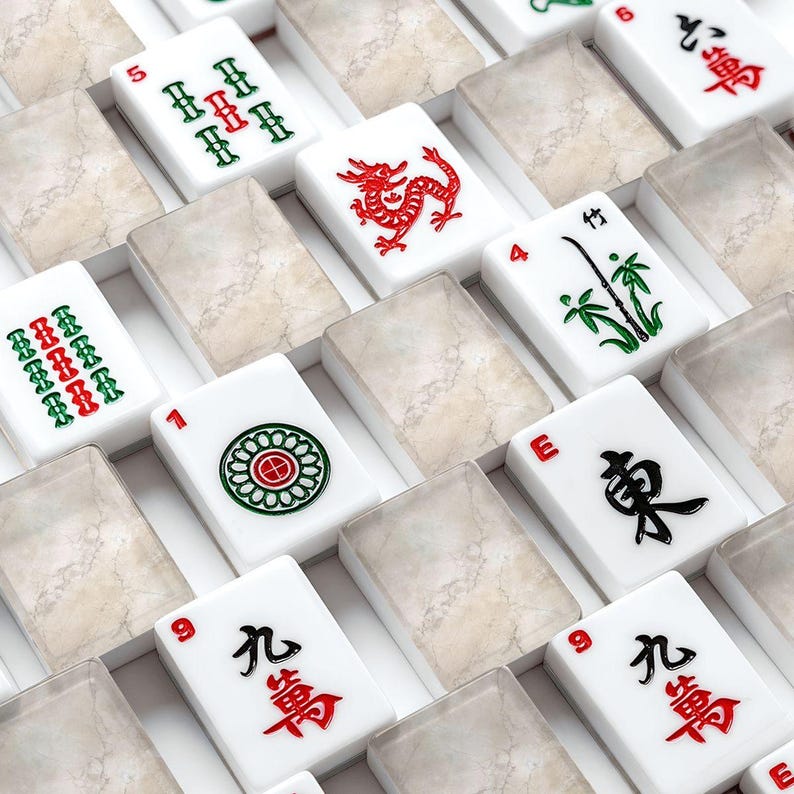 Quartz Mahjong, Marble Mahj Tiles, Gemstone Accessory Game Night, Luxury Mah Jongg Set, Designer Stone Tiles, Natural Organic Aesthetic Game immagine 1