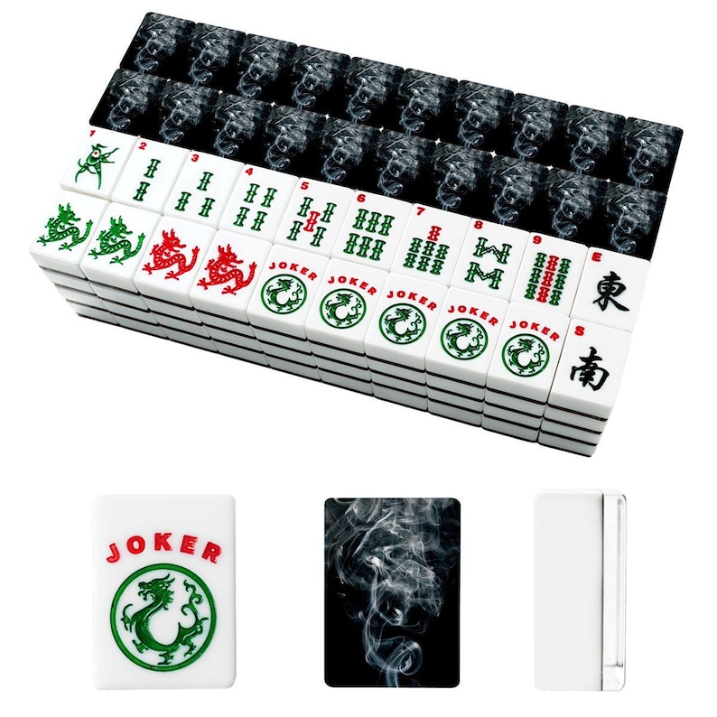 Black Smoke Mahjong Tile Set 166 Pieces, Acrylic American Mahjong Tiles with Jokers, Complete Game Set with Organizer, Edgy Rebel Mahj Lover image 8