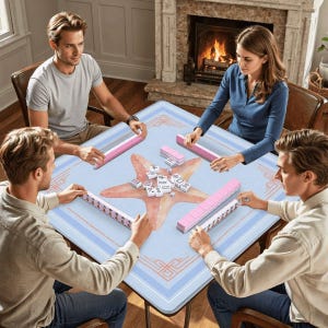 Starfish Mahjong Mat, Sea Star Coastal American Mah Jongg, Non Slip Mahjong Table, Beach House Mahj Board Surface, Ships Rolled 31.5 x 31.5 image 5