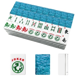 Ocean Mahjong Tile Set 166 Pieces, Acrylic American Mahjong Tiles with Jokers, Complete Game Set with Organizer, Coastal Chic Decor image 5