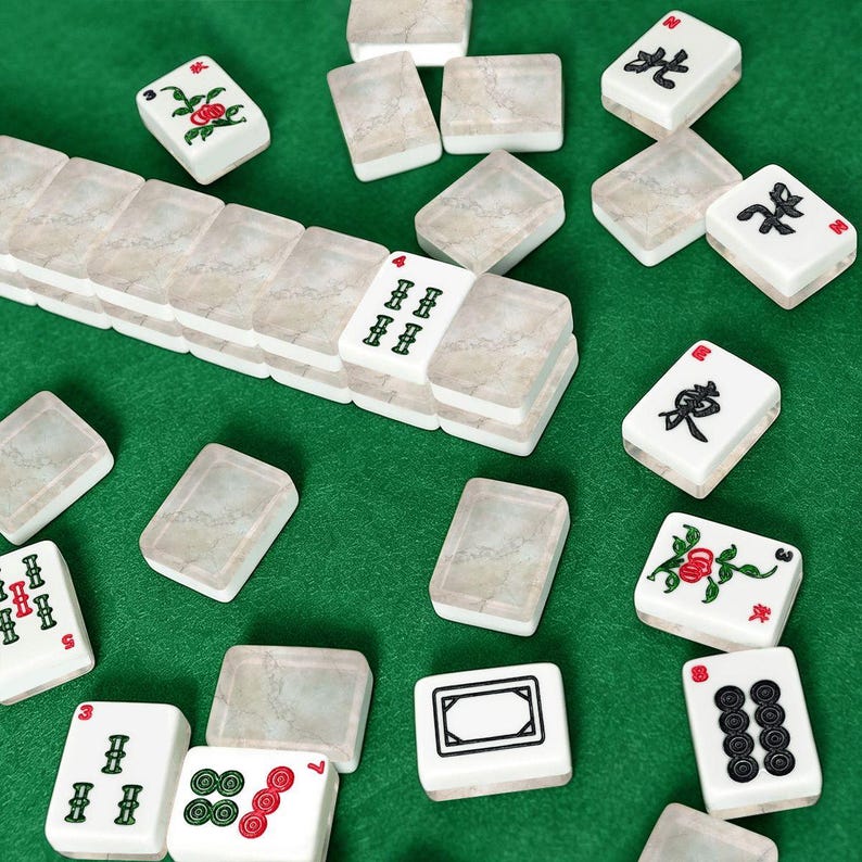 Quartz Mahjong, Marble Mahj Tiles, Gemstone Accessory Game Night, Luxury Mah Jongg Set, Designer Stone Tiles, Natural Organic Aesthetic Game immagine 3