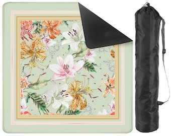 Water Lily Floral Mahjong Mat, Luxury Botanical Mahjong Table Cover, American Mah Jongg Accessories, Beautiful Mahjong Gift for Her Hostess