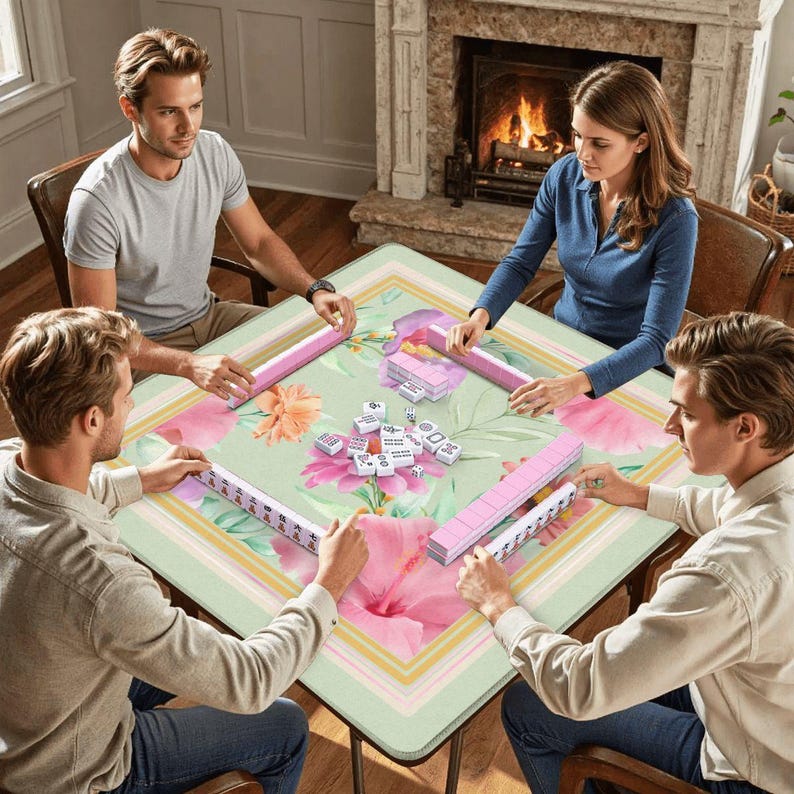 Summer Bliss Floral Mahjong Mat, Luxury Botanical Mahjong Table Cover, American Mahjong Accessories, Beautiful Mahjong Gift for Her image 5