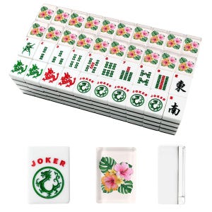 Hawaiian Mahjong Tile Set 166 Pieces, Acrylic American Mahjong Tiles with Jokers, Complete Game Set with Organizer, Beach Vacation Decor image 4