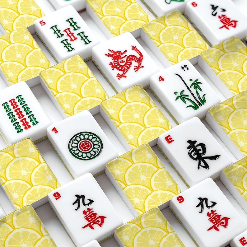 Lemonade Mahjong Tiles, Lemon Love Mahj set, Luxury Mahjong Accessories, American Summer Mah Jongg Hostess Vacation Gaming, Citrus Fresh imagem 1