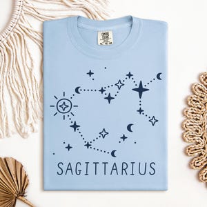 T-shirt du zodiaque Sagittaire, chemise signe astrologique, thème astral personnalisé, cadeau constellation des étoiles, horoscope des 3 grands, cadeau d'anniversaire à personnaliser