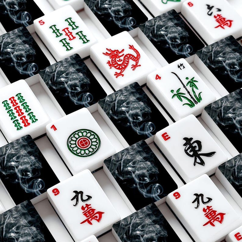 Black Smoke Mahjong Tile Set 166 Pieces, Acrylic American Mahjong Tiles with Jokers, Complete Game Set with Organizer, Edgy Rebel Mahj Lover image 1