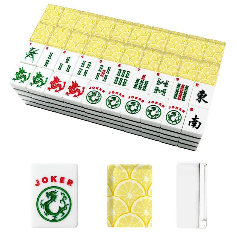 Lemonade Mahjong Tiles, Lemon Love Mahj set, Luxury Mahjong Accessories, American Summer Mah Jongg Hostess Vacation Gaming, Citrus Fresh imagem 2