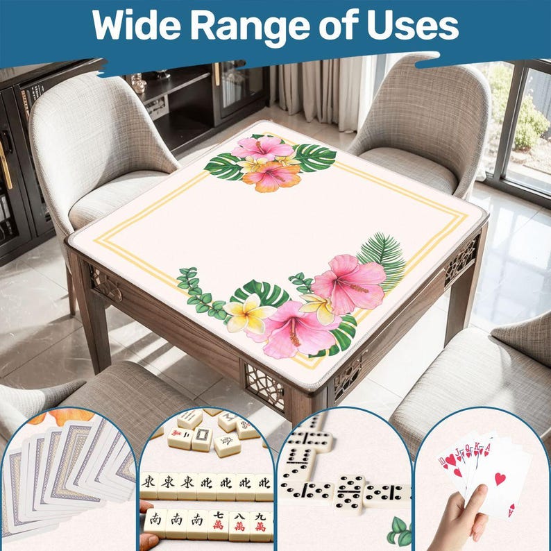 Hawaiian Mahjong Mat, Retro Coastal Mahj, Aloha Floral Tiles Match, American Summer Game, Poolside Mahjong Mat, Gift Mahjong Player Hostess image 4