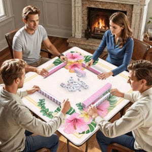Hawaiian Mahjong Mat, Retro Coastal Mahj, Aloha Floral Tiles Match, American Summer Game, Poolside Mahjong Mat, Gift Mahjong Player Hostess image 6