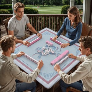 Tapete de mahjong con cangrejo azul de la bahía de Chesapeake, Mahjong costero americano, mesa de mahjong antideslizante, decoración de Mahjong de casa de playa, se envía enrollado (80 x 80 cm) imagen 6