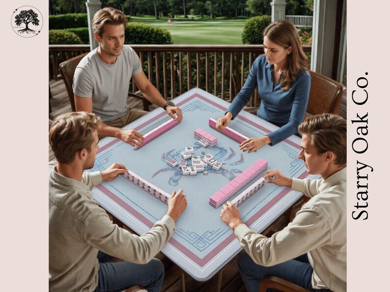 Tapete de mahjong con cangrejo azul de la bahía de Chesapeake, Mahjong costero americano, mesa de mahjong antideslizante, decoración de Mahjong de casa de playa, se envía enrollado (80 x 80 cm) imagen 6