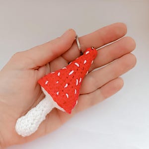Crochet mushroom keychain Handmade accessories for bag mushroom lover gift