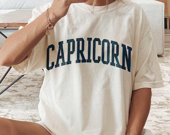 Capricorn Varsity T-shirt, Bday Shirt Woman, Birthday Gift, Zodiac Sign Shirt, Gift For Capricorn, Celestial Clothing