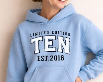 Tenth Birthday Youth Hoodie, Boy Girl Age 10 Gift, 10th Birthday Kids Sweatshirt