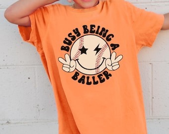 Busy Being A Baller Boys Comfort Colors Youth Shirt , Kids Sports Shirt, Baseball Shirt Kids, Funny Toddler Tshirt, Baseball Tee Son