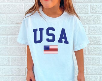 4th of July USA Kids Shirt, USA American Flag Youth Tee, Patriotic Fourth of July Kids Shirt, America Clothing Girls Boys