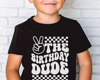 Birthday Dude Kids T-Shirt, Fun Birthday Tee Boy Three Four Five, Bday Party Toddler