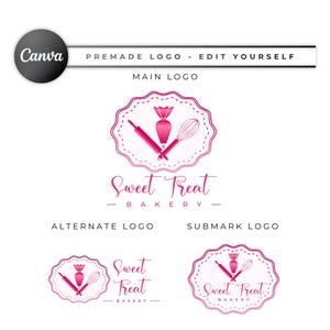 Beautiful premade bakery logo design, Cake logo design, Pastry logo, Cake Decorating logo design, Bakery Branding, Canva logo template BD47