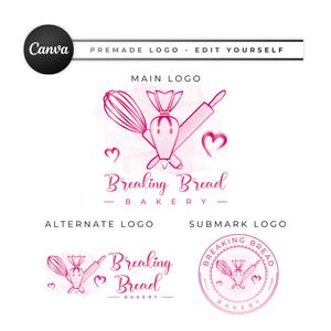 Chic Bakery Logo Template | Editable Cake & Pastry Branding | Baker Logo | Baking Logo | DIY Logo Template | Instant Download for Canva BD49