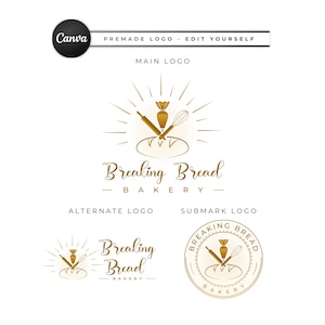Elegant Bakery Logo Template | Editable Cake & Pastry Logo | Baker Logo | Baking Logo | DIY Logo Template | DIY Chef Logo for Canva BD52