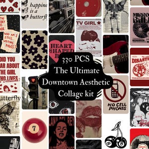 Kit de collage estético de 330 piezas de chicas del centro, estilo grunge Y2K, estilo vintage del centro, pósteres de moda, arte de pared retro urbano, decoración estética para habitaciones.