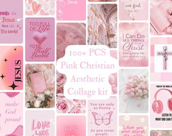 Pink Christian Collage Kit, Bible Verse Prints (Digital Download)