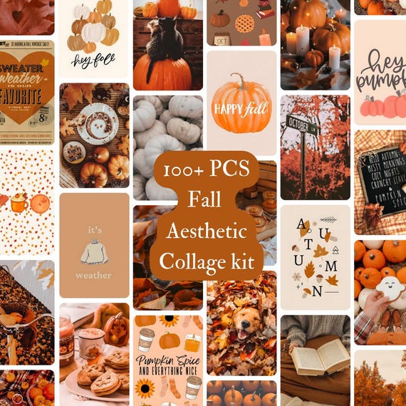 Autumn Aesthetic Collage Kit, Cozy Fall Decor (Digital Download)
