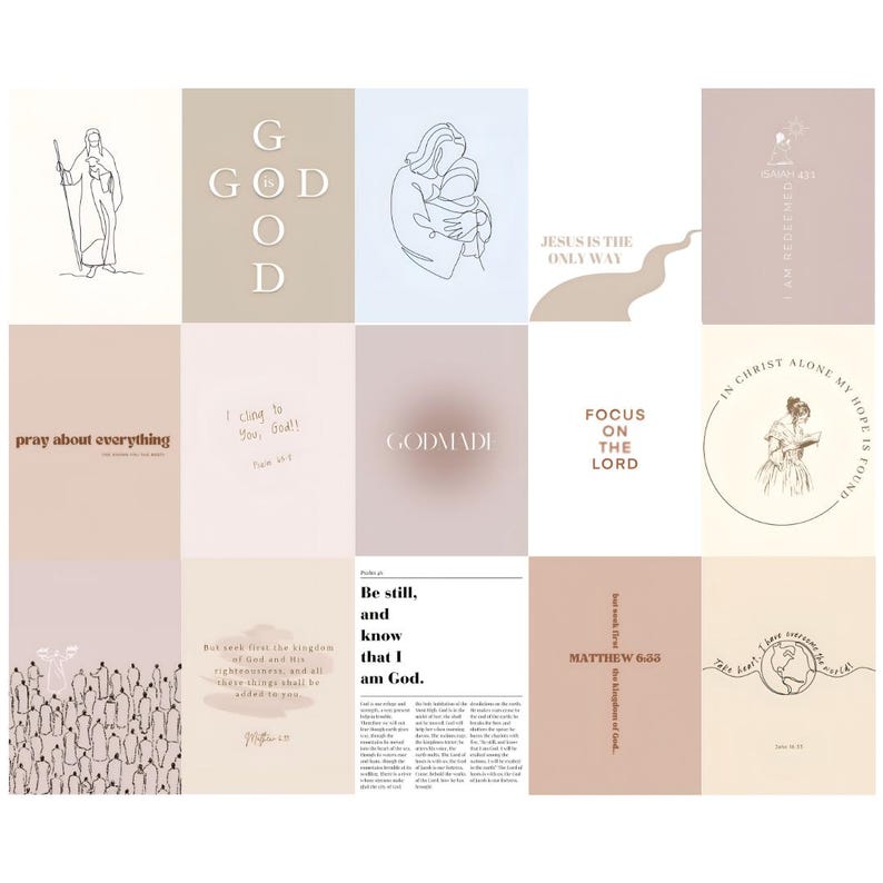 Neutral Christian Collage Kit, Bible Verse Decor (digital Download) - Etsy
